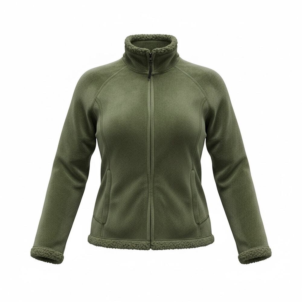 Green Tea Olive Plush Fleece Zip Jacket juniors  XL